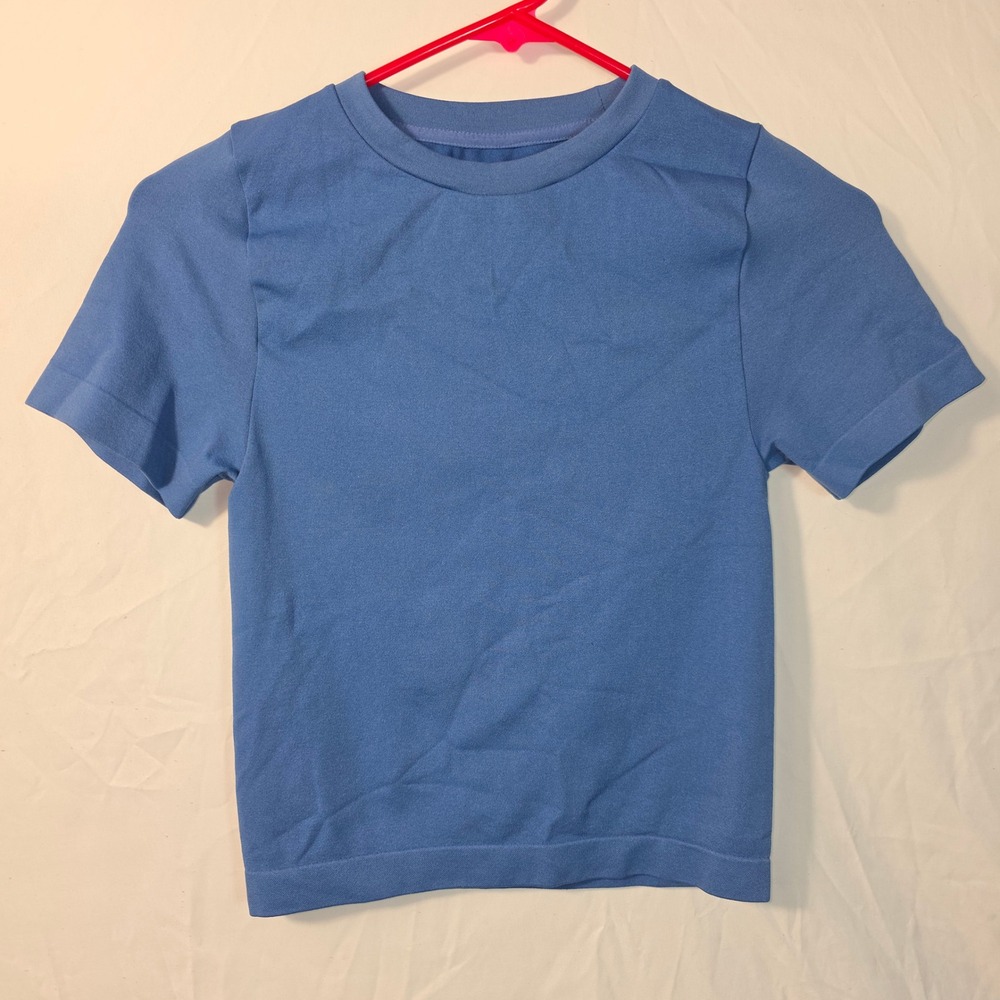 A New Day Crop Tee Women XS Blue Excellent Seamless Short Sleeve Top